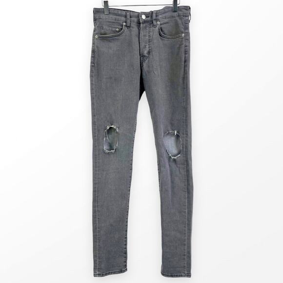 & DENIM H&M Gray Distressed Ripped Denim Skinny Jeans